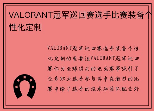 VALORANT冠军巡回赛选手比赛装备个性化定制